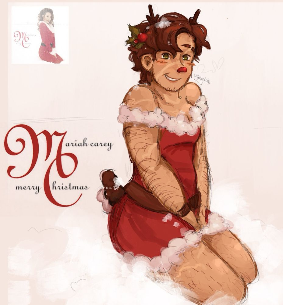 Goodtimeswithscar in his christmas skin posing like Mariah Carey "All I want for Christmas is You""