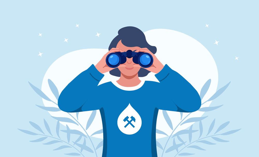 Illustration: Woman looking through binoculars directly at the reader