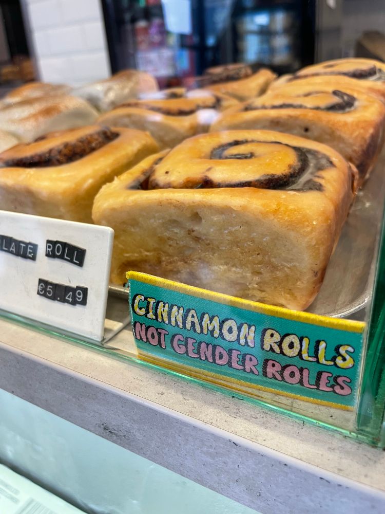 Sign says Cinnamon Rolls Not Gender Roles