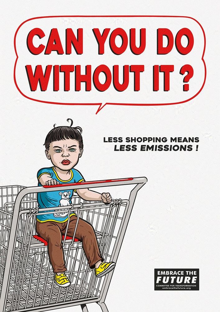 artwork by Michaela Konrad, screen printing, economic blackout, Can You do without it?, climate change, Green New Deal, New Deal, 2WW poster reinvented, less shopping means less emissions, shopping chart, boy, ypung boy, child, future