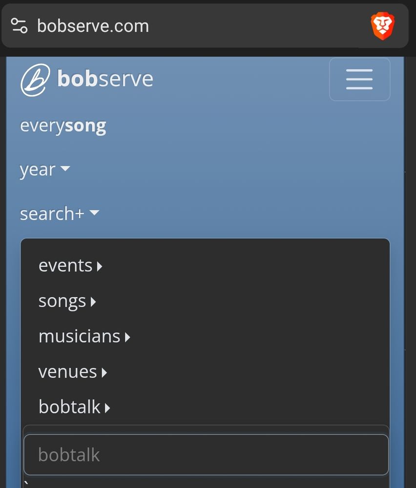 Screenshot of menu showing bobtalk searchbox under the SEARCH+ menu