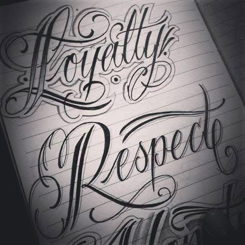 A page, with the words written Loyalty & Respect in black and white. Old school values 