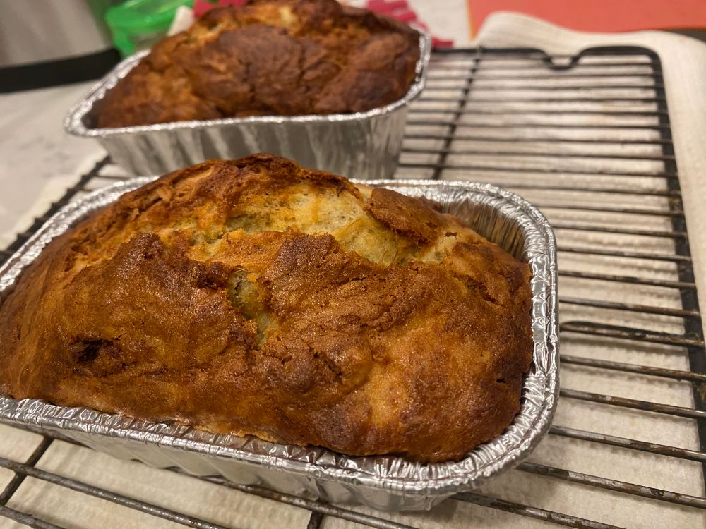 Baked mini banana bread loaves 