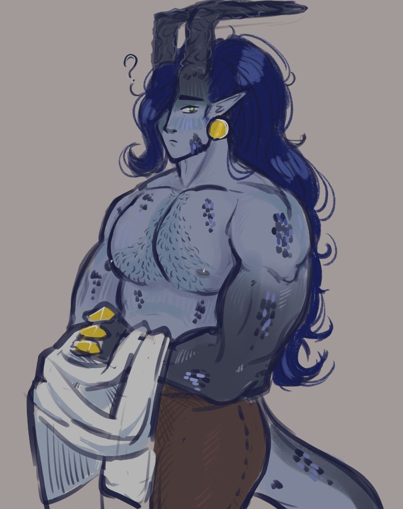 Vid is removing his shirt, looking rather confused. He probably took a nap