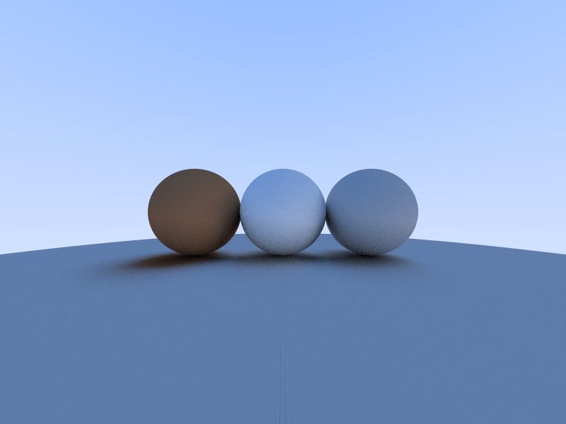 Three computer-rendered spheres in different colors