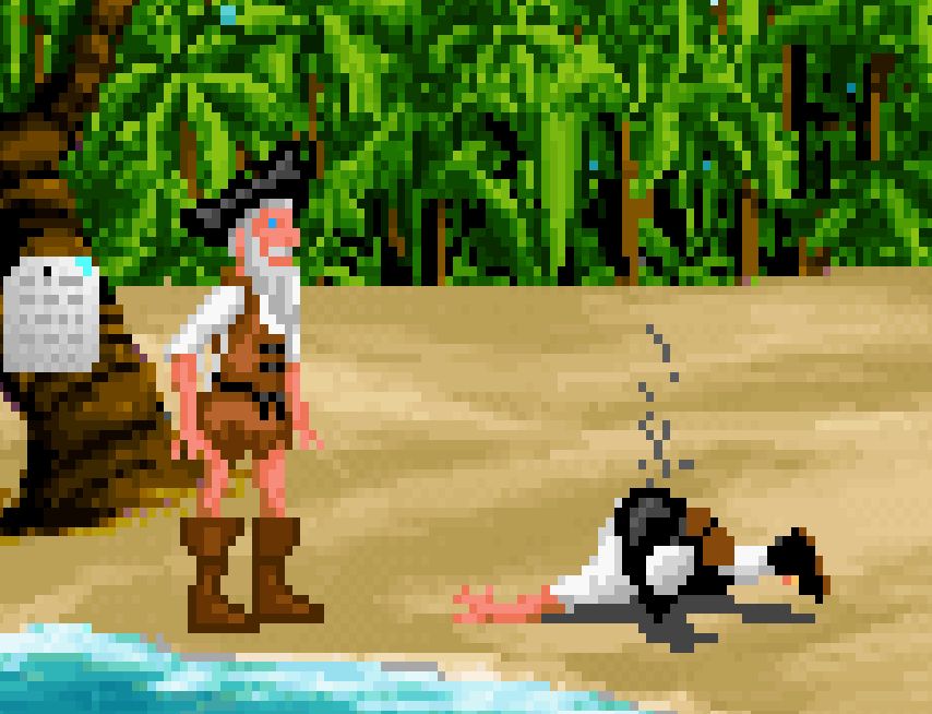 our hero launched himself to the island from a cannon