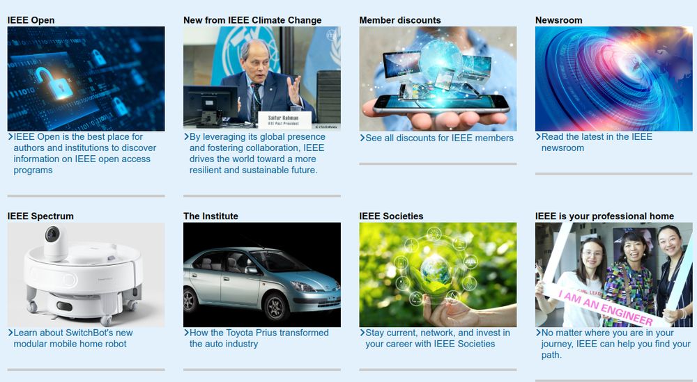 Screenshot of the same IEEE page from Feb 24, 2025. 7 of the 8 links are identical, but "Diversity, equity, and inclusion" has been replaced with "Member discounts".