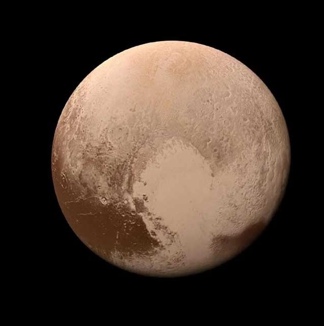 The planet Pluto with the heart-shape on its surface