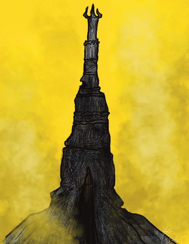 Orthanc, an atavistic obelisk of midnight stands ominously before you, with acrid yellow smoke rising to stain the sky.