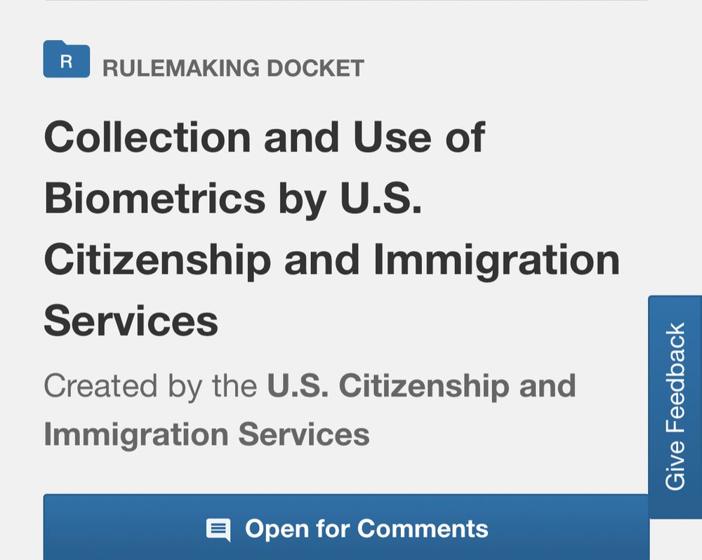 RULEMAKING DOCKET
Collection and Use of Biometrics by U.S. Citizenship and Immigration Services
Created by the U.S. Citizenship and Immigration Services