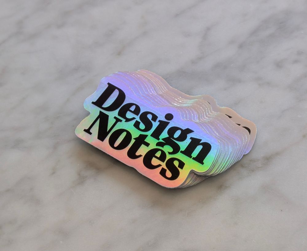 Rainbow reflective "design notes" stickers