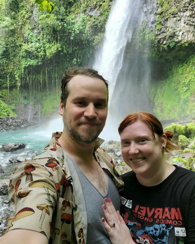 By the La Fortuna waterfall in Costa Rica 