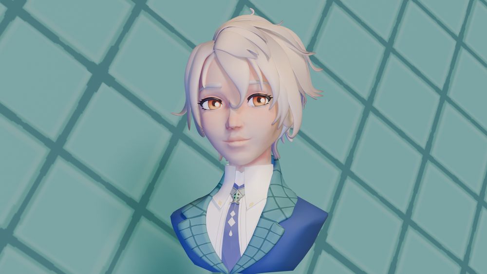 a 3D Bust of Aegis Alver from Tales of Crestoria with a simple background