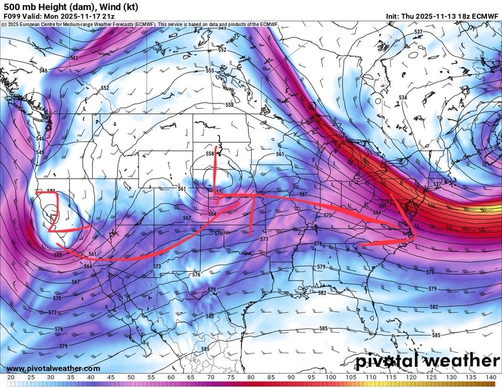 18z Euro run for early next week showing our first two systems to watch on this upcoming active stretch 