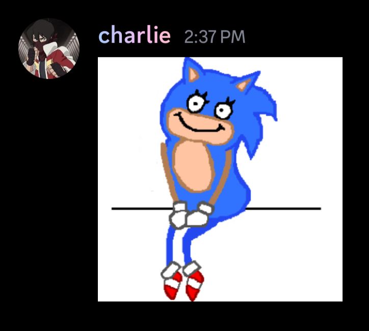 a screenshot of a message sent by the user of a sticker of sonic version of a meme