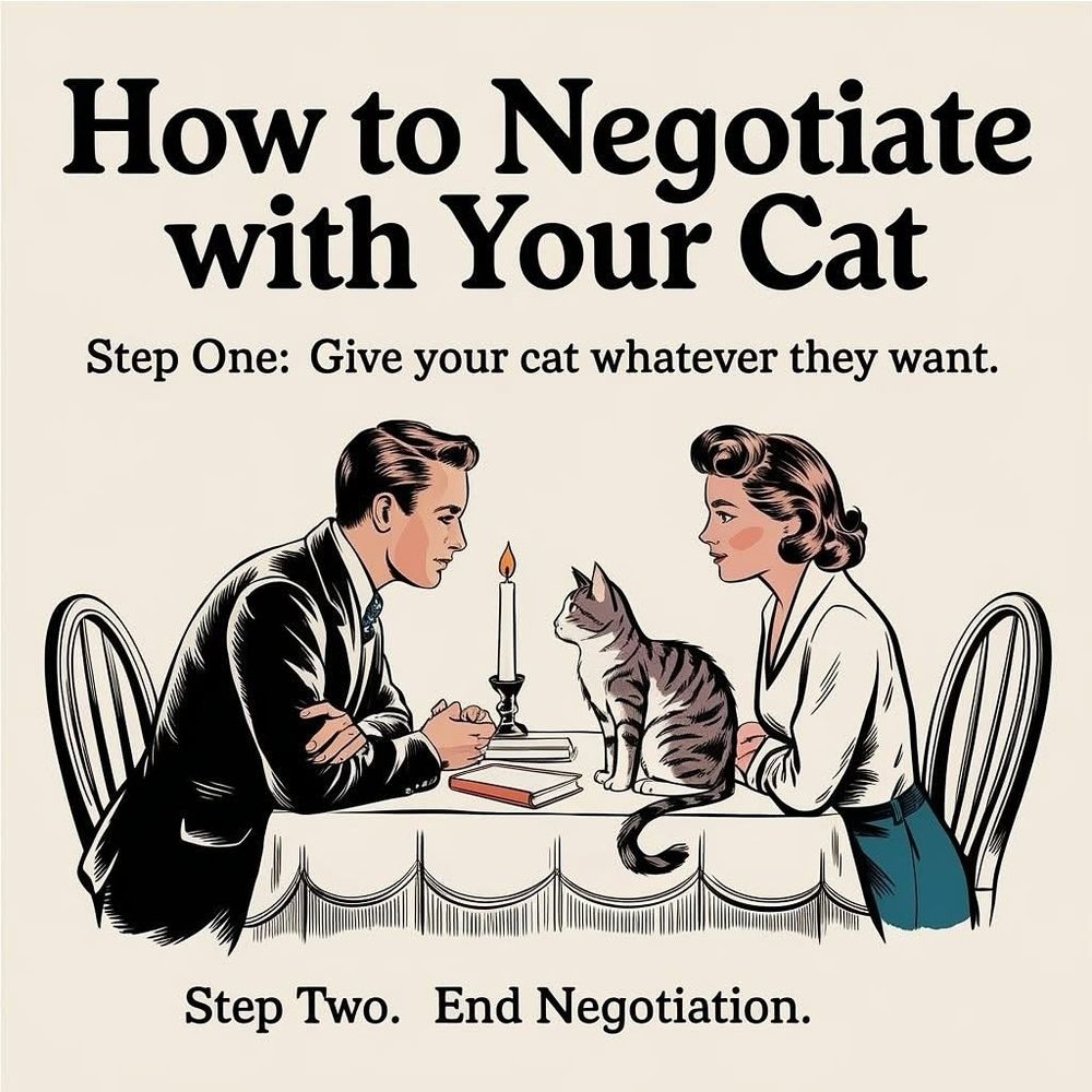 How to negotiate with your cat.
Step one: give your cat whatever they want. 
Step two: end negotiation.