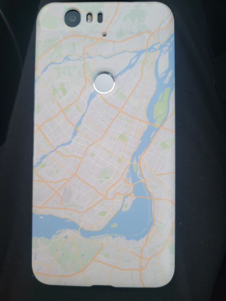 Phone case with the Island of Montreal. 