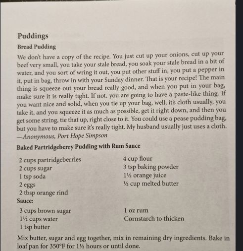 Bread Pudding recipe that starts with 'we don't have a copy of the recipe' and proceeds to describe what you do to make bread pudding