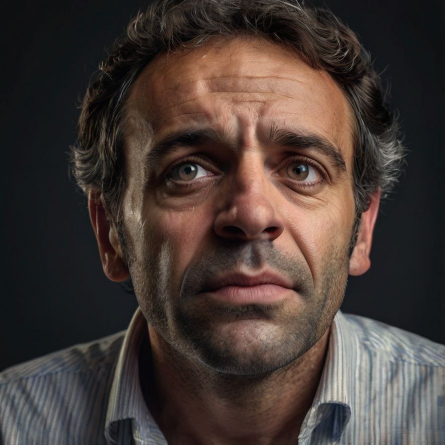 Realistic portrait of a Frenchman happy to be at the end of the week and worried about the possible outcome of the next elections.

AI image generated with Leonardo 
https://app.leonardo.ai/