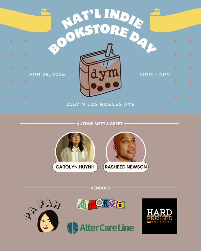 Celebrate Indie Bookstore Day at DYM Books & Boba from Noon to 4pm - 2057 N LOS ROBLES AVE, Pasadena, CA