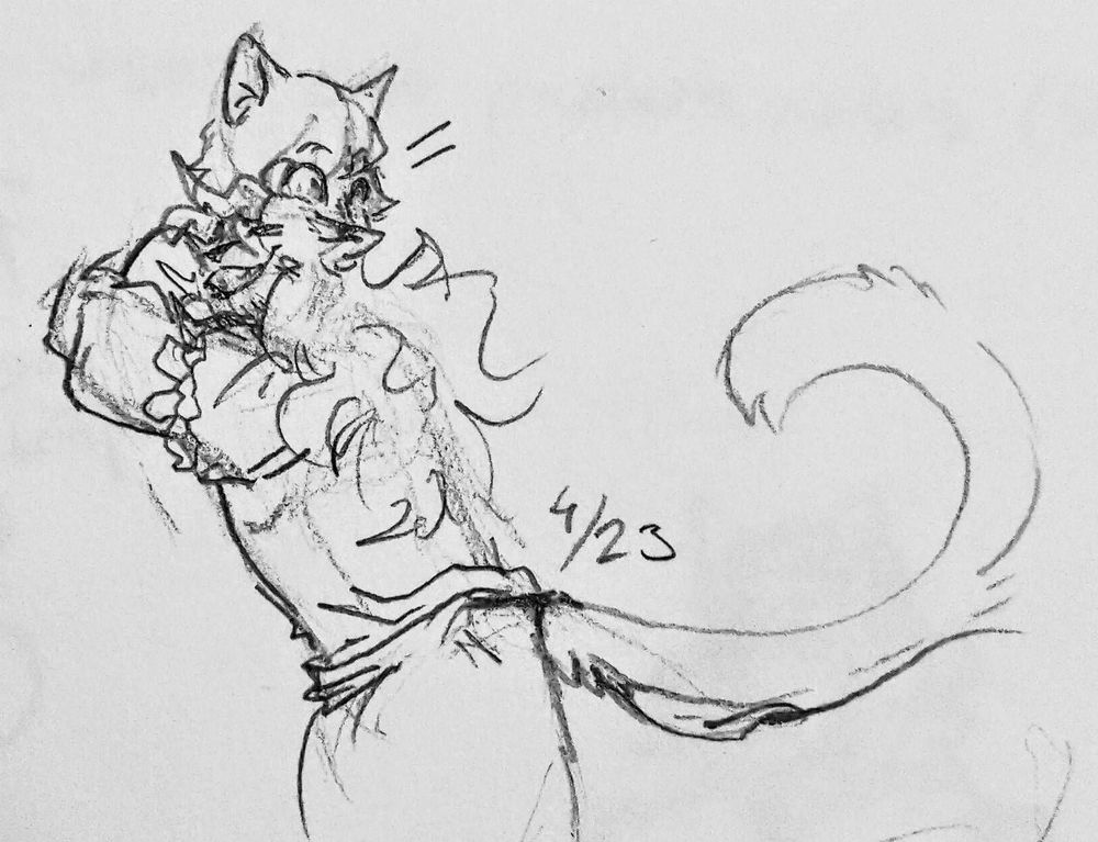 a pencil sketch of anna with long hair colliding with her sibling leander in a hug. anna has a huge smile and leander is mostly obscured except for a shocked expression