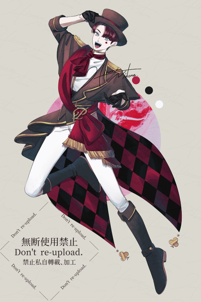 クラシカルなアイドル風の衣装を着て手を差し伸べるポーズをする男性のイラスト。