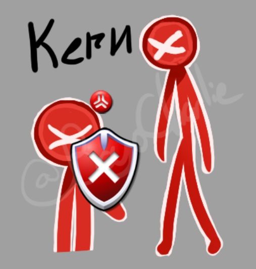 Based off the Alan Becker Idea of stuck figures. This is Kern or full name Kernal, a once major anti-virus that was put off, with high ranked resource management of someone's computer for new people or elderly being opened to computer safety.

Over time, as being ignored and put off, they were corrupted and anti-virus, became Virus that will deny applications and basic necessities of a machine to run such as disabling the boot-up strap of the next machines turn on.