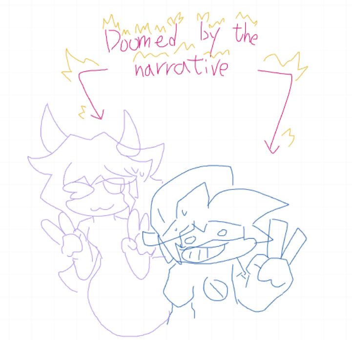 dustin boyfriend and ghost girlfriend both nervously smiling for the camera, with the caption "doomed by the narrative"