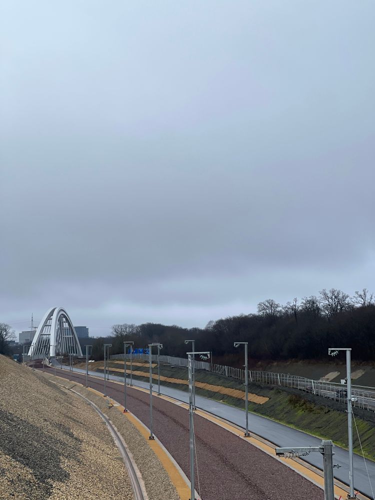 Railway bridge and track bed of new Luxembourg to Bettembourg line