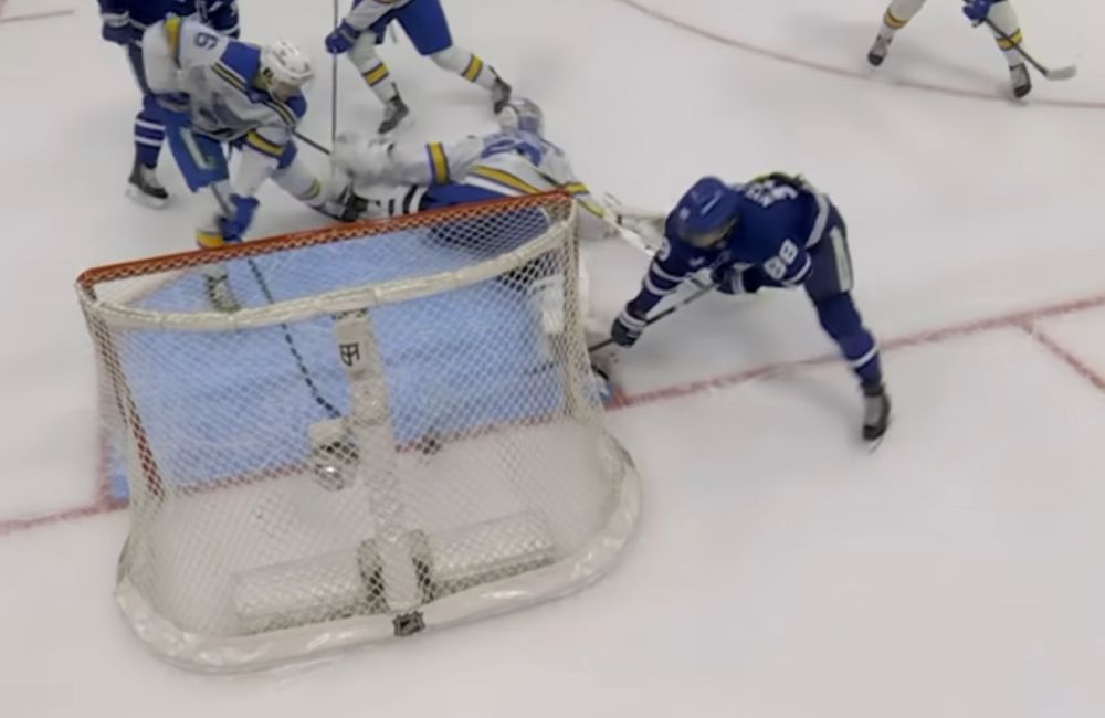 Behind the net view of William Nylander's OT winner last night. He has essentially stickhandled the puck into the net