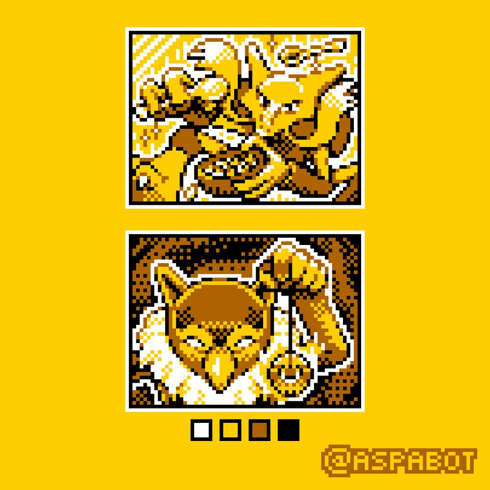 Pixel version of Alakazam and Hypno portraits for PokemonTCG from GameBoy made by myself