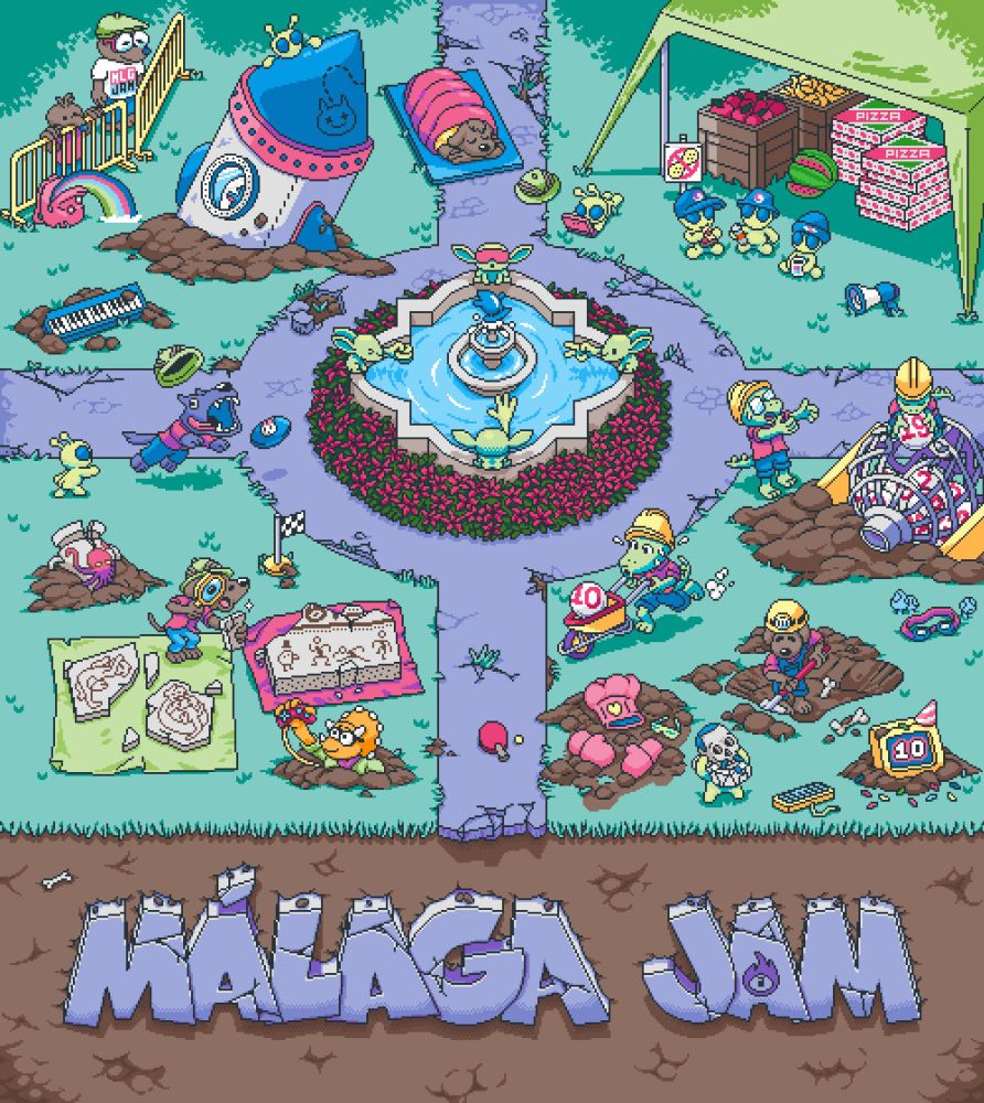 Illustration I made for the Málaga Jam 19 poster.