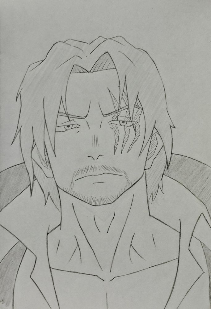 Shanks de One Piece. Desenho no papel a lápis, arte tradicional. Drawing in paper with pencil, traditional art.