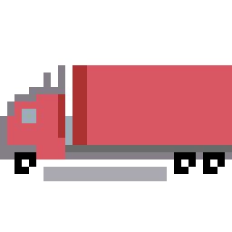 A red pixel art truck made on a 32x32 canvas. It has a shadow underneath it as a grey rectangle.

I have to admit, the grey rectangle works as a shadow way better than I expected.