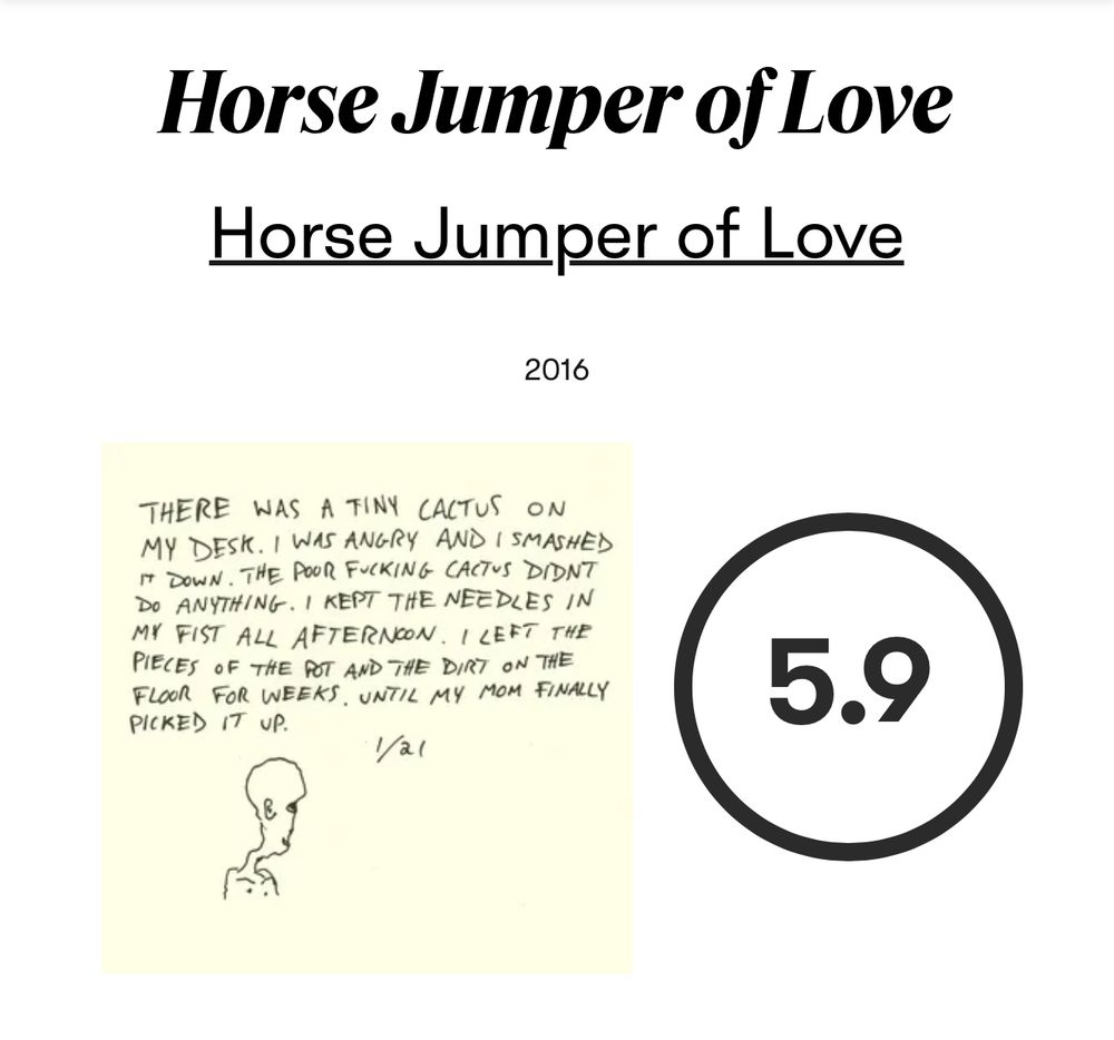 Horse Jumper of Love S/T: 5.9 on Pitchfork 