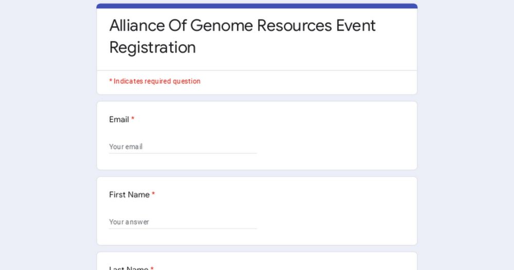 Alliance Of Genome Resources Event Registration