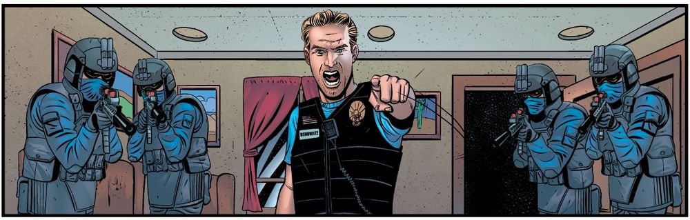 One IRE head asshole, with 4 peons. Digitally drawn and colored.