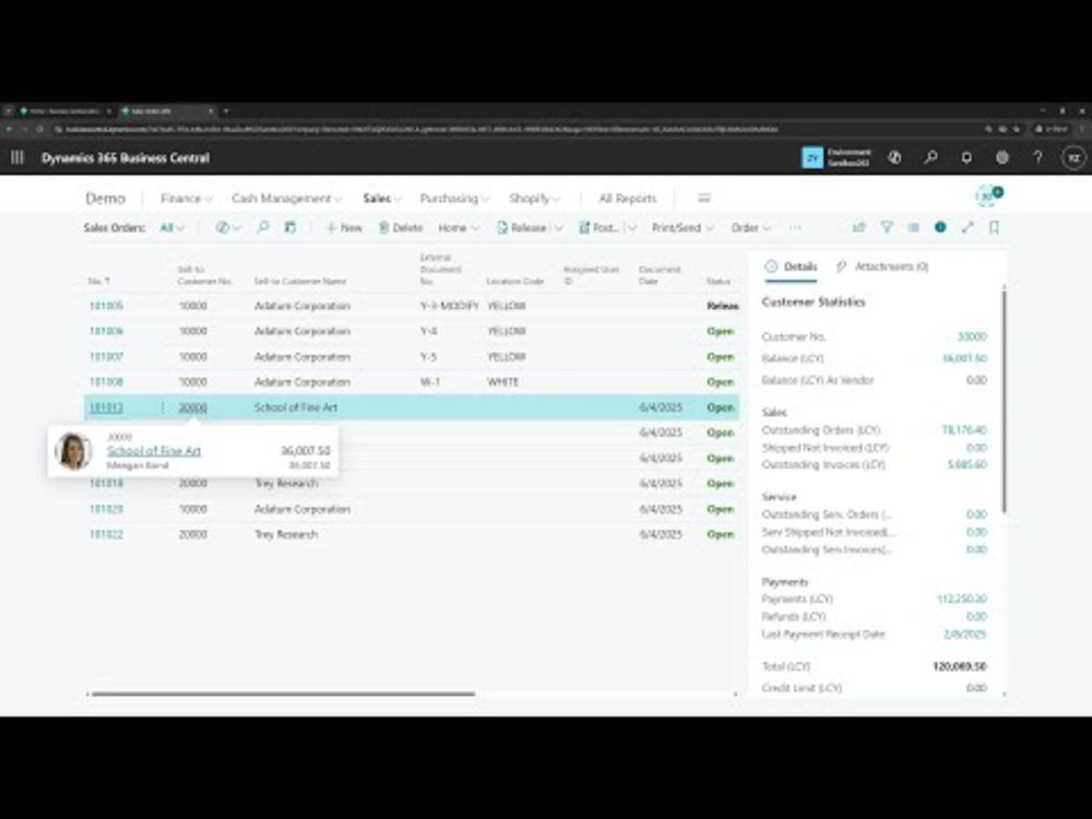 Business Central short video: Refreshed peek experience on related records