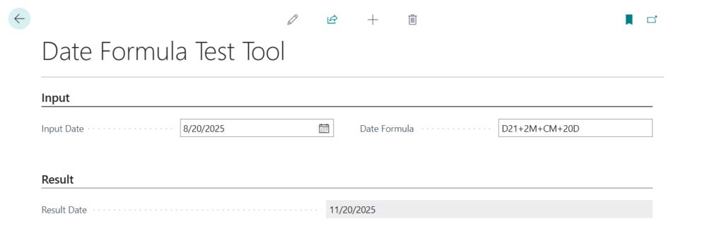 Dynamics 365 Business Central: A simple Date Formula testing tool