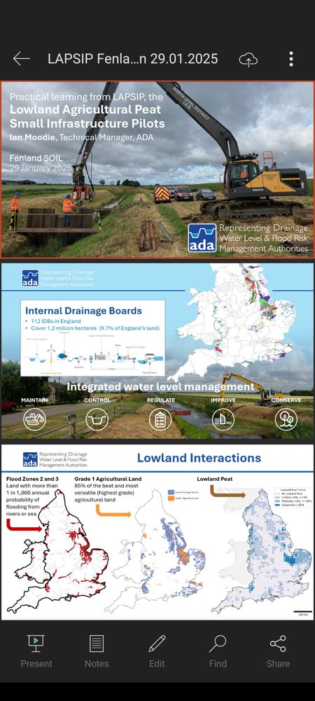 Slides about IDBs and the Lowland Agricultural Peat Small Infrastructure Pilot grant scheme funded by Defra