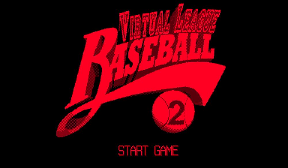 The title screen of Virtual League Baseball 2 for Virtual Boy.