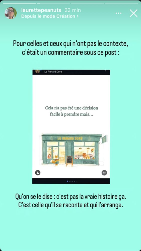 Screen d’un commentaire à propos de l’ancien propriétaire d’une librairie parisienne, Le renard doré.