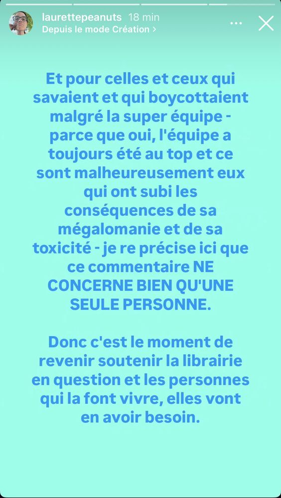 Screen d’un commentaire à propos de l’ancien propriétaire d’une librairie parisienne, Le renard doré.