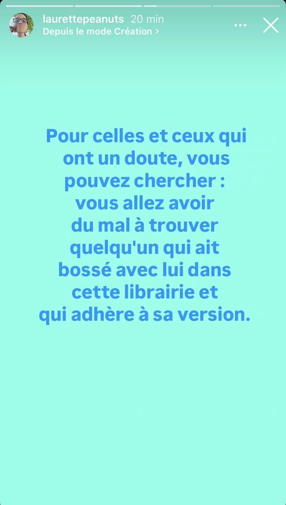Screen d’un commentaire à propos de l’ancien propriétaire d’une librairie parisienne, Le renard doré.