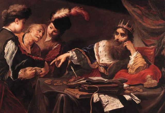 Painting  by Claude Vignon, Croesus Receiving Tribute from Lydian