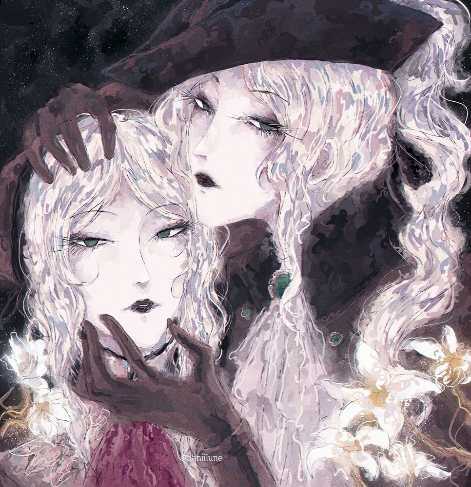 Two women with white hair.