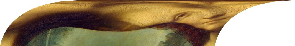 Anamorphic detail from da Vinci's Mona Lisa.