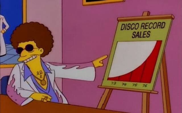 The Simpsons disco sales guy is usually a target of ridicule.
But people don’t realise that Another Brick in the Wall part 2 was a disco track.

Who’s laughing now? 