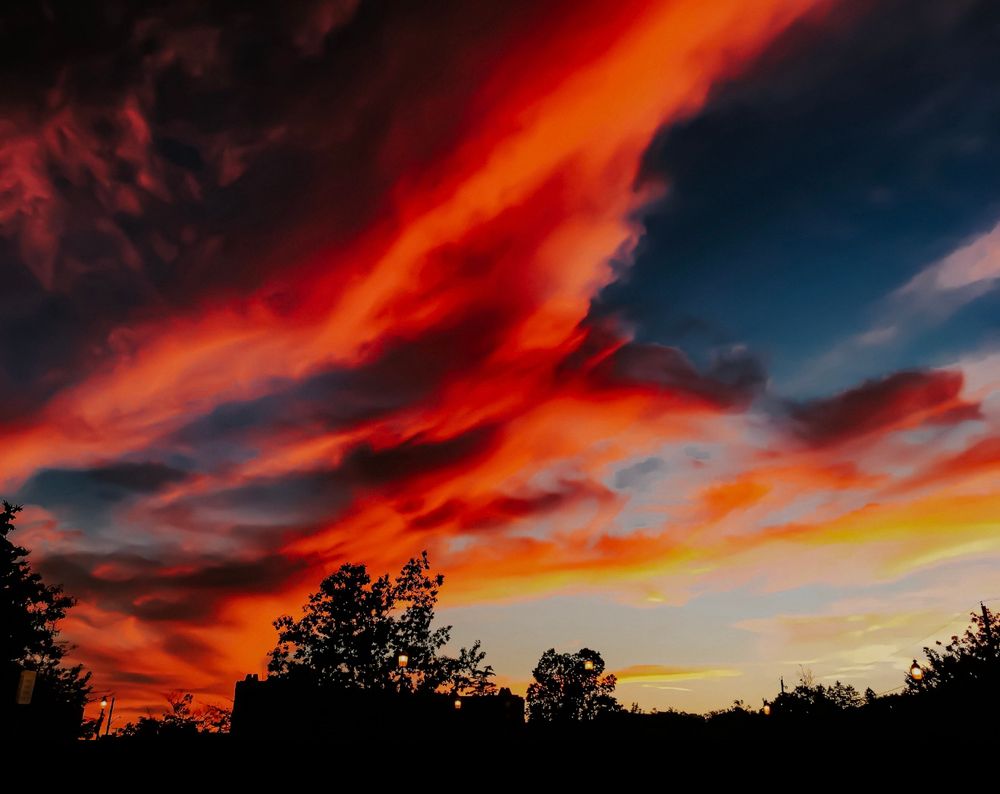 Rich orange red sky at dusk
