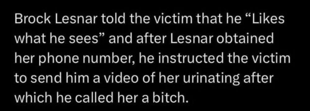 A screenshot where Brock Lesnar told Janel Grant that he likes what he sees and instructed her to send a video of her urinating 